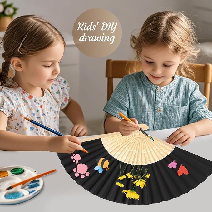 WAYASDCU 100pcs Paper Fans Handheld Folding Fans Bulk Fans - Image 2
