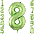 Light Green Number 8 Balloon 40 Inch, Glossy Metallic Numeral Event Decor | by Unknown