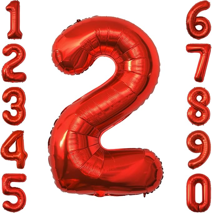 Red Number 2 Balloon 40 Inch, Foil Numeral by Unknown