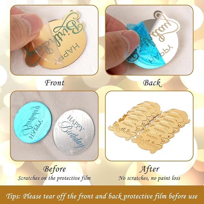 20pcs Gold Birthday Cupcake Toppers Acrylic Cake Picks - Image 3