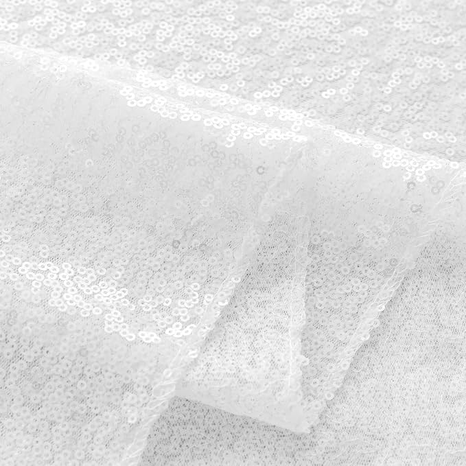 Sugargirl White Sequin Backdrop Curtain 4FTx8FT Glitter White Background Drapes - Image 5