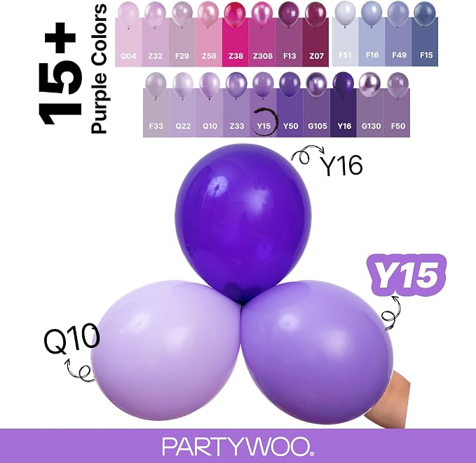 PartyWoo Purple Balloons 152pcs Different Sizes of 18 12 10 5 Inch Purple - Image 4