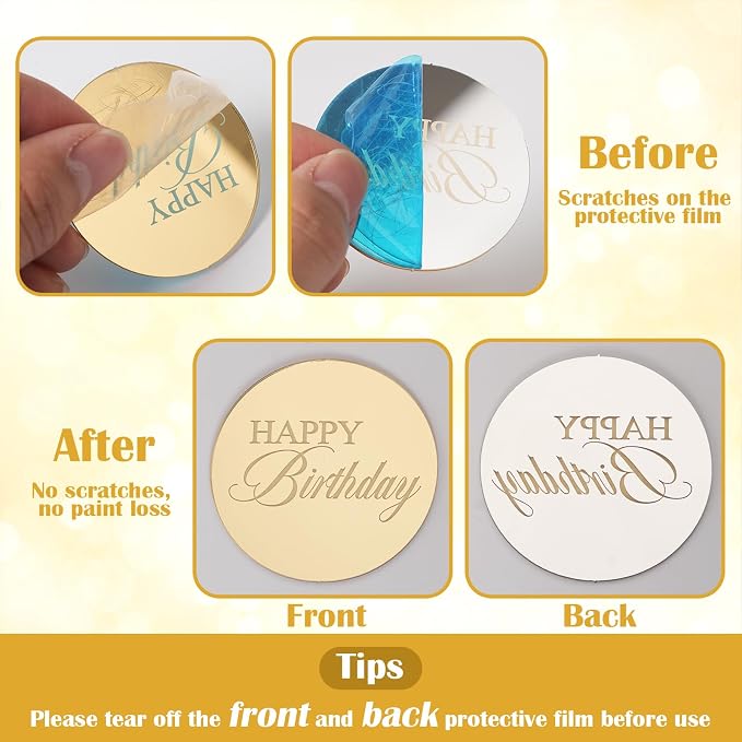 20pcs Gold Birthday Cupcake Toppers Acrylic Cake Picks - Image 3