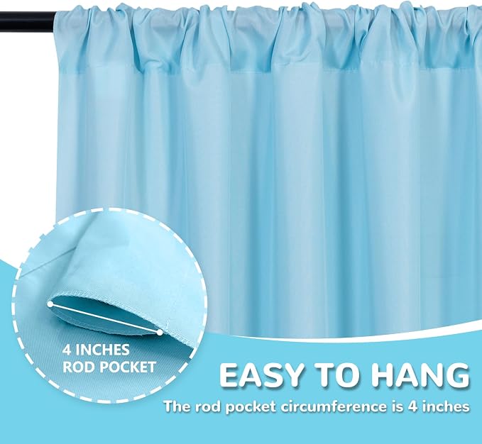 Baby Blue Backdrop Curtain for Baby Shower Parties Light Blue Photo Curtains - Image 4