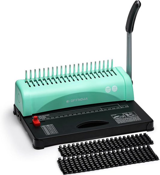 OFFNOVA Binding Machine, 21-Hole 450 Sheets Paper Comb Punch Binder Machine for Letter Size / A4 / A5 Paper, Easy to Punch Handle, Adjustable Margin
