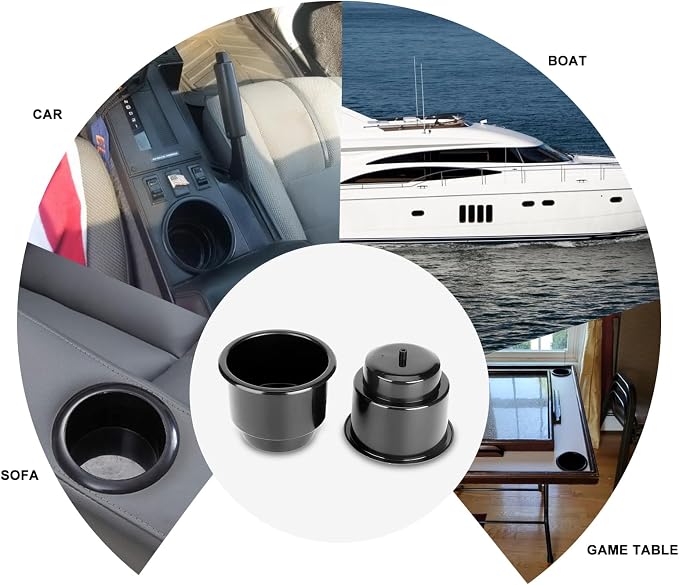 Amarine-Made Black Recessed Drop in Plastic Cup Drink Can Holder - Image 9