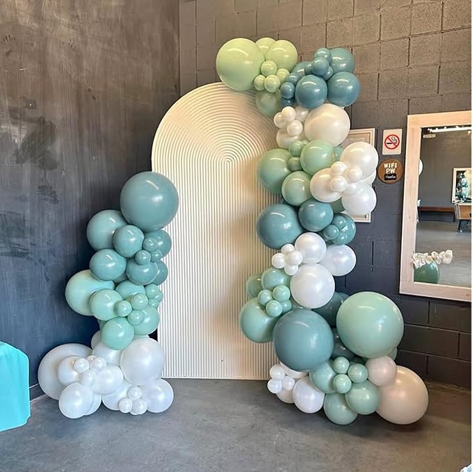 Sage Green and White Balloons, Neutral Dusty Olive Green White Beige Cream - Image 7