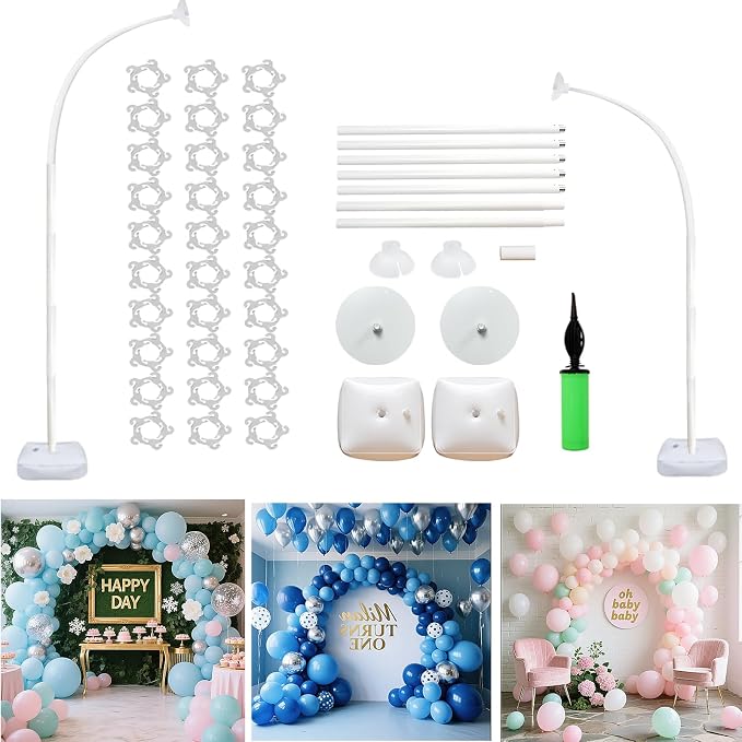 Balloon Arch Kit Stand with Base, 9Ft & 5.6Ft High Free Bending Half Arch Stand by Unknown