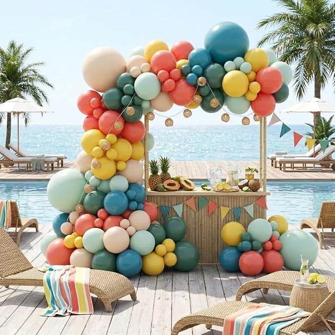 FunHot Colorful Balloons, 12 Inch Retro Orange Green Yellow Apricot Latex - Image 4