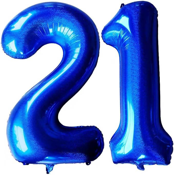 Laser Navy Blue Number 21 Balloons 40 Inch Giant Number Dark Blue 21 Foil Mylar by COLORFULELVES