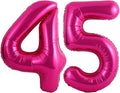 Hot Pink 45 Number Balloons, 40 Inch Giant Number 45 Balloons Foil Mylar Helium by Lovoir