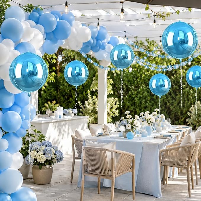 Blue Giant 4D Foil Balloons, 22 Inch Metallic Blue Round Foil Balloons - Image 3