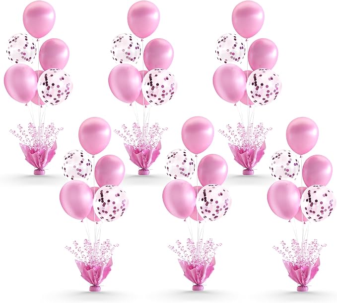 6 Set Pink Table Balloons Foil Spray Centerpiece by Suppromo