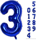 Navy Blue Number 3 Balloon, 40In Large Dark Blue Foil Number Balloons Set 0-9 by Lingqiang