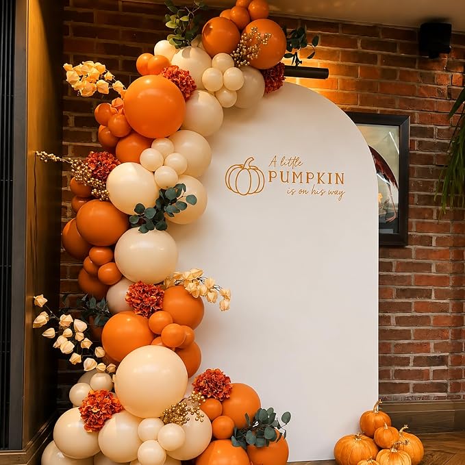 CROSSFINGERS Fall Pumpkins Balloon Arch Kit Baby Shower Decoration | Orange - Image 6