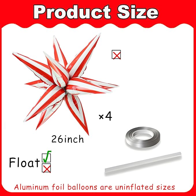 Red White Star Burst Balloons Circus Balloons Carnival Themed Party Decorations - Image 2