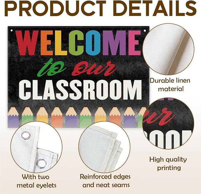 Welcome Decoration for Classroom, Welcome to Our Classroom Banner, Canvas - Image 3