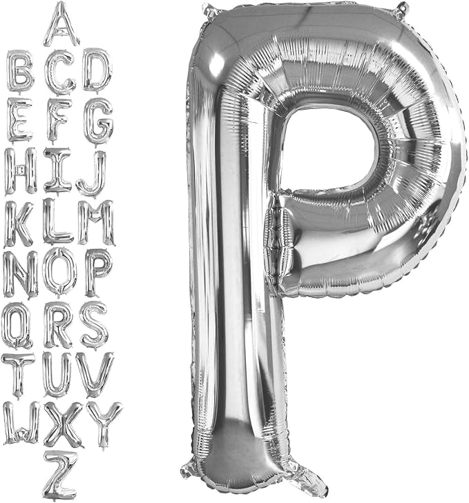 40 Inch Silver Letter P Balloons, DIY Phrase Foil Alphabet Letter P Balloons by LHOAVWE
