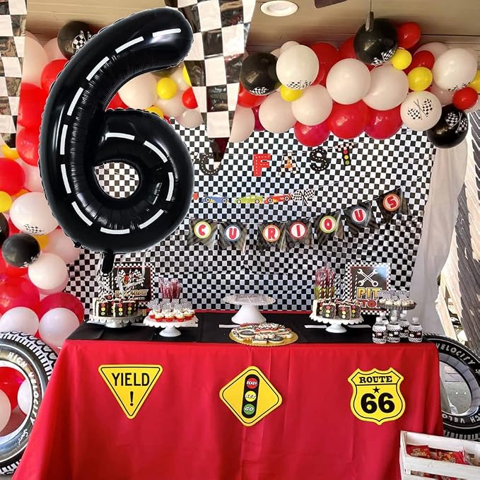 TONIFUL Race Car Black Balloons Car Birthday Party Supplies, 40 Inch Giant - Image 6
