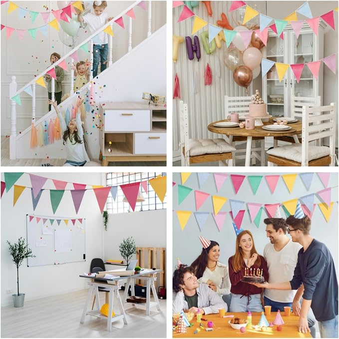 8 Strings 96 Feet Pastel Pennant Banner Flags - Image 7