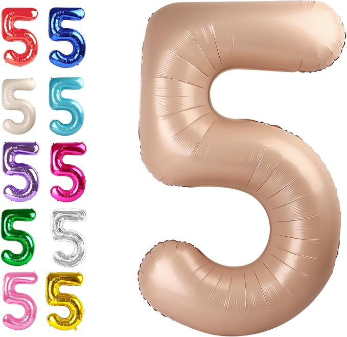Light Brown Number 5 Balloon 40 inch, Light Brown Birthday Party Decorations | by Upgesy