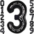 Race Car 40 Inch Black 3 Big Large Helium Balloon Number 0-9 | Track Giant by SULALABOO