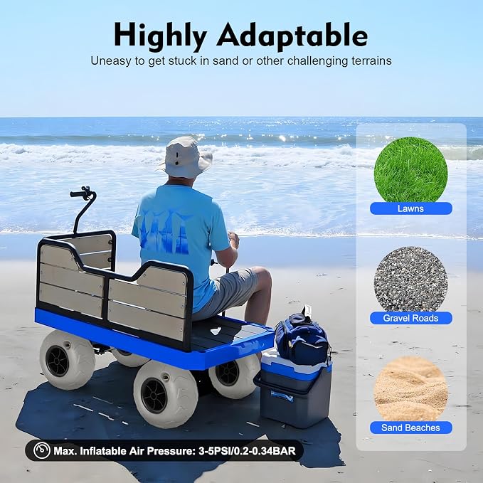 2 Pack 16" Balloon Wheels Beach Cart Tires, Replacement Big Beach Sand Tires - Image 2