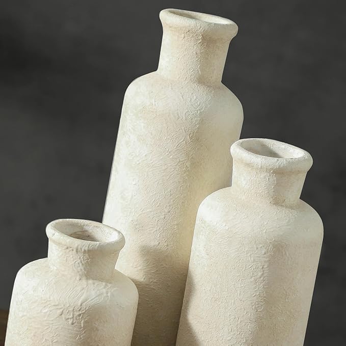 Ceramic Vases Set of 3, Pottery Rustic Farmhouse Decorative Vases Modern Decor - Image 4