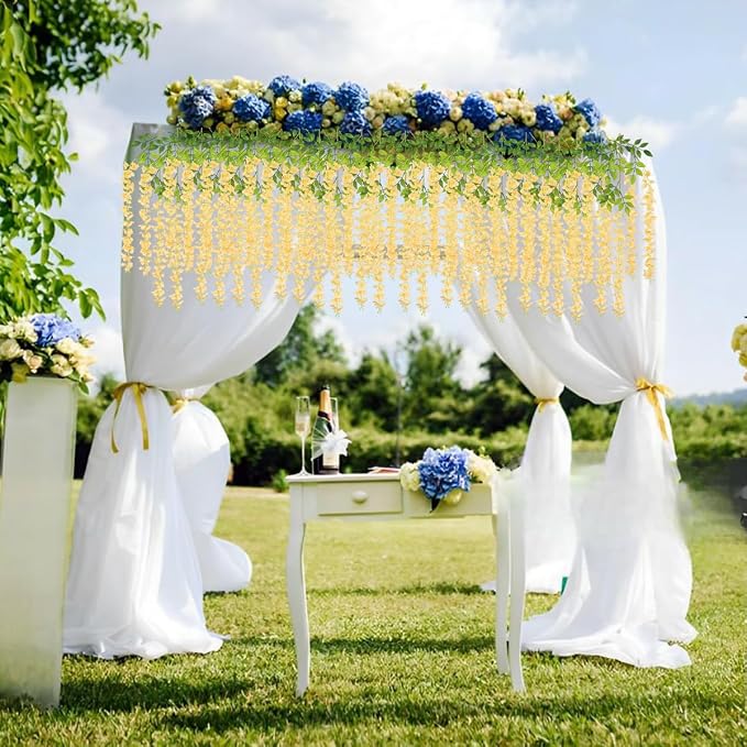 Artificial Wisteria Hanging Flowers Fake Wisteria Flower Garland Silk Vines - Image 4