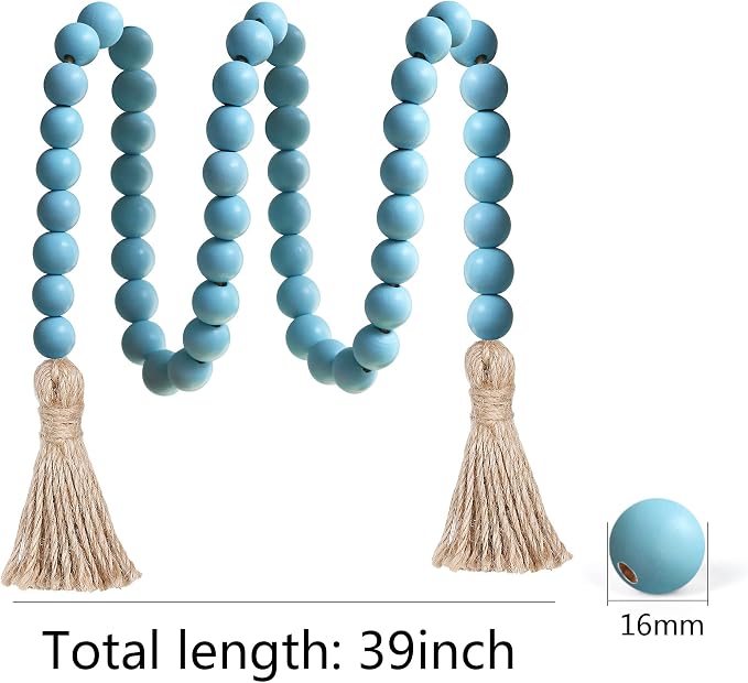 Meplait 39in Wood Bead Garland, Farmhouse Beads - Image 6