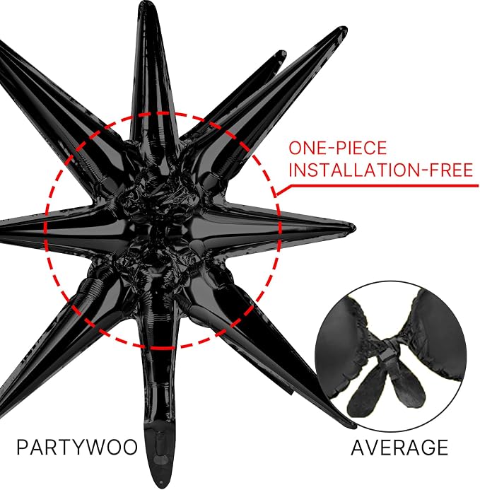 PartyWoo Black Star Spike Latex Balloon Arch Kit 110pcs Different Sizes | 18 12 - Image 5