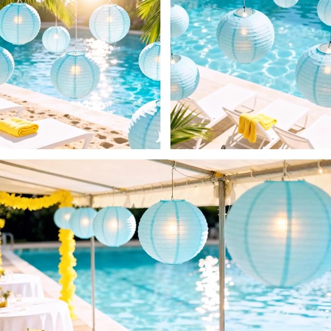 Light Blue Chinese Paper Lanterns - Image 4