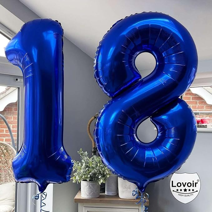 Navy Blue 18 Number Balloons, 40 Inch Giant Number 18 Balloons Foil Mylar - Image 5