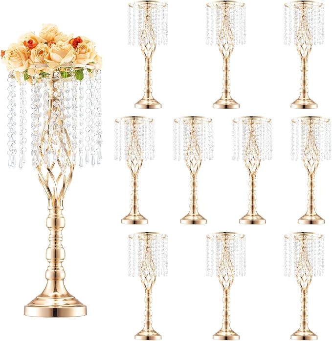 VEVOR 10PCS 55cm/21.65” Tall Crystal Wedding Flower Stand, Metal Wedding by VEVOR