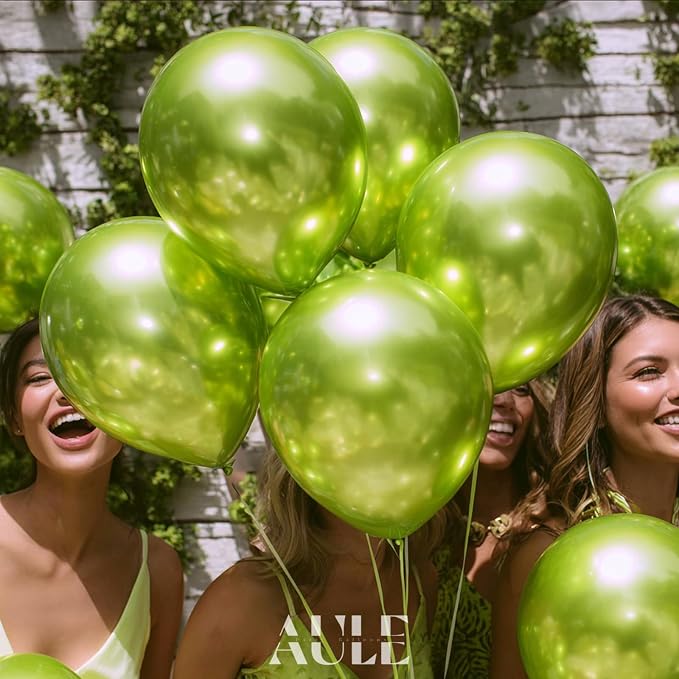AULE 50Pcs Metallic 12 Inch Lime Green Chrome Helium Shiny Thicken Balloons | - Image 2