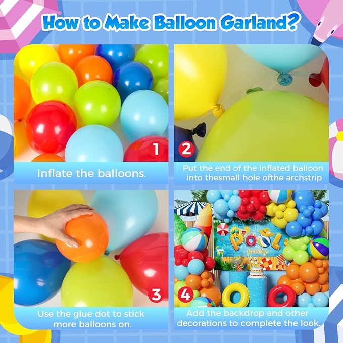Pool Party Decorations Birthday Supplies 153Pcs, Summer Pool Party Balloon - Image 3