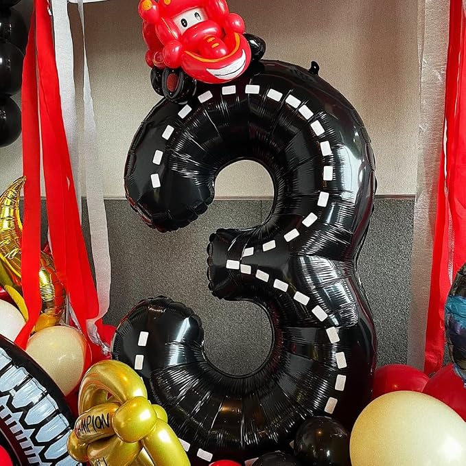 40 Inch Race Car Black Number Balloons Race Car Birthday Party Balloons Large - Image 6