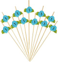 Minisland Blue Rose Flower Cocktail Picks, 4.7 Inch Long Bamboo Fancy Toothpicks by Minisland