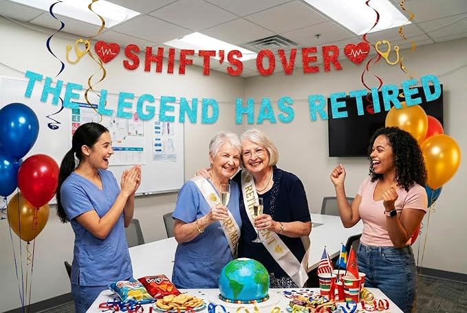 Shift's Over The Legend Has Retired Banner, Doctor Nurse Retirement Party - Image 4