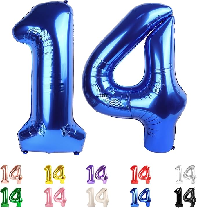 14 Balloon Numbers 40Inch for 14th Year Old Birthday Decorations, Dark Blue | by Mluchee