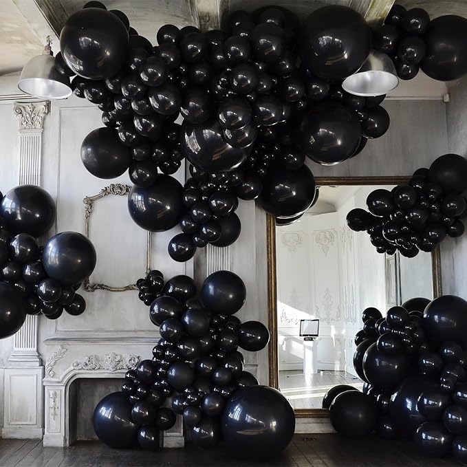 Black Balloons - 12 inch 100pcs Latex - Round Matte Black Birthday Balloon - Image 4