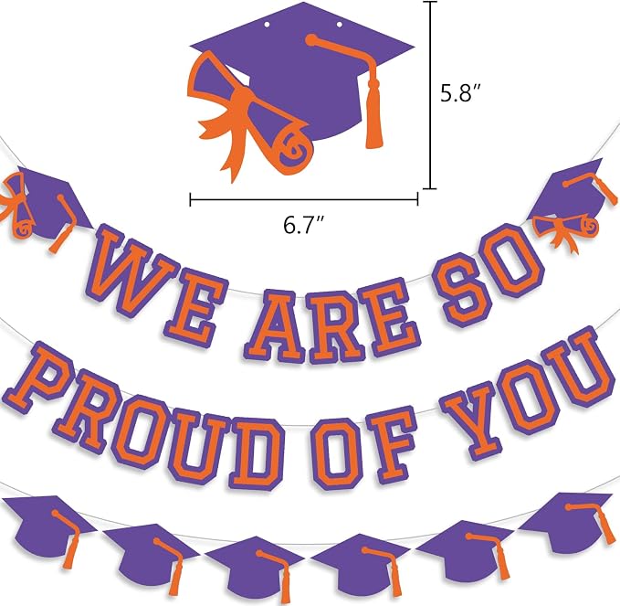 We Are So Proud Of You Banner Graduation Party Decorations Congrats Grad Cap - Image 2