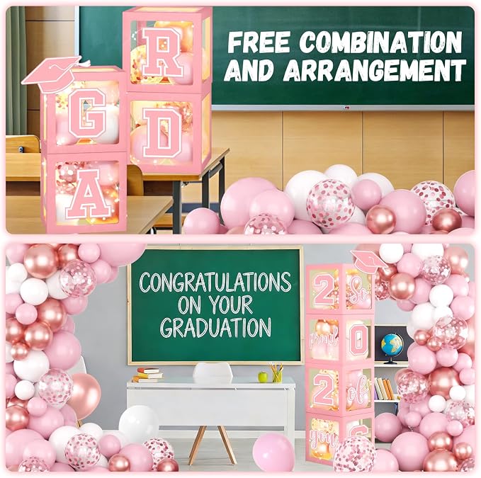 2026 Pink Graduation Party Decorations Class of 2026 Pink Balloon Boxes - Image 5