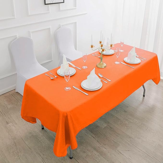 108 inch Round Tablecloth Washable Polyester Table Cloth Decorative Table Cover for Wedding Party Dining Banquet（108 inch,Orange）