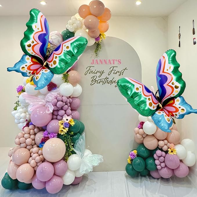 44" Giant Rainbow Butterfly Foil Balloons, Big Multicolor Butterfly Inflatable - Image 5