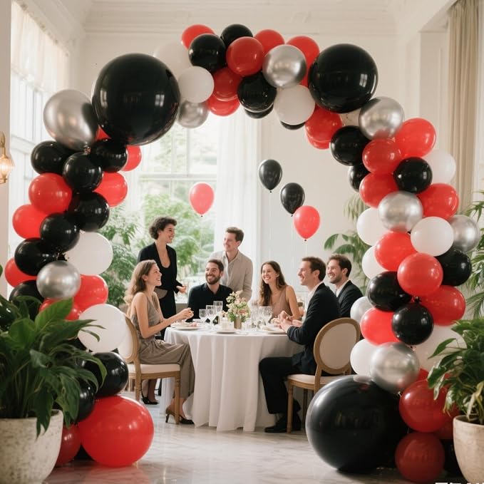 412Pcs Red Black and White Balloon Garland Arch Kit, 18 12 10 5 Inch Different - Image 7