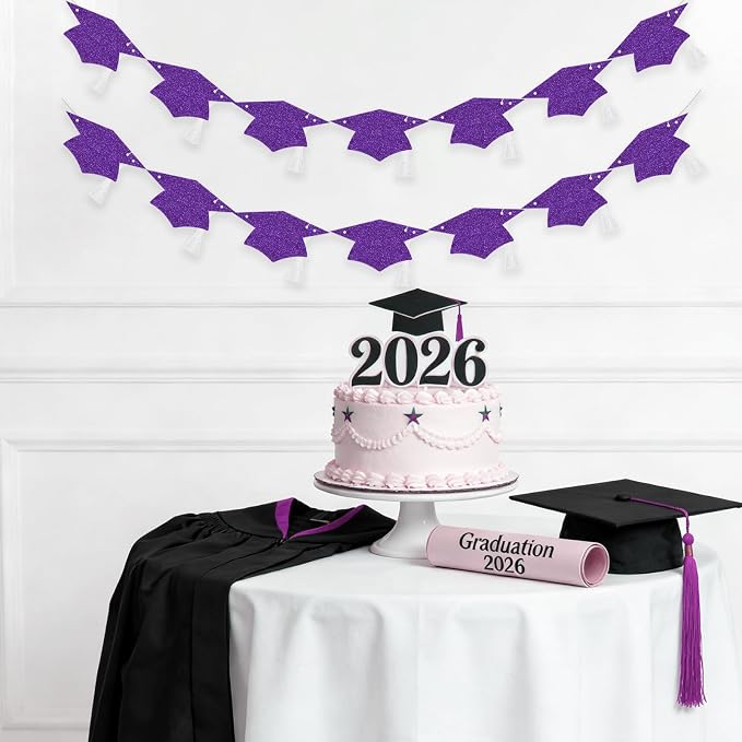 Graduation Cap Tassel Banner Party Decoration Congratulations Hat Garlands - Image 3