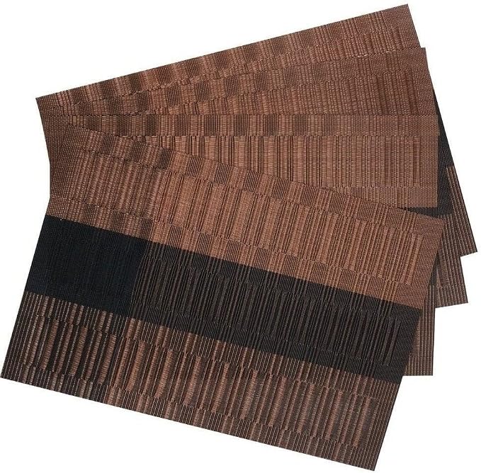 SHACOS Placemats with Table Runner Set of 7 Woven Vinyl Plastic Wipe Clean Heat - Image 2