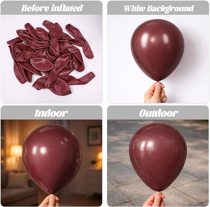 Voircoloria 105pcs Burgundy Maroon Party Latex Balloons, 12inch | - Image 3