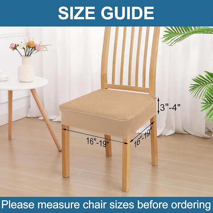 Smiry Waterproof Seat Covers for Dining Room Chairs, No Rear Covers | Stretch - Image 2